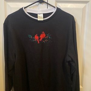 black and red bird sweater